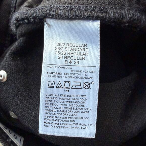 GAP 90s Straight High Rise Black Studded Jeans Size 26 - Picture 5 of 6